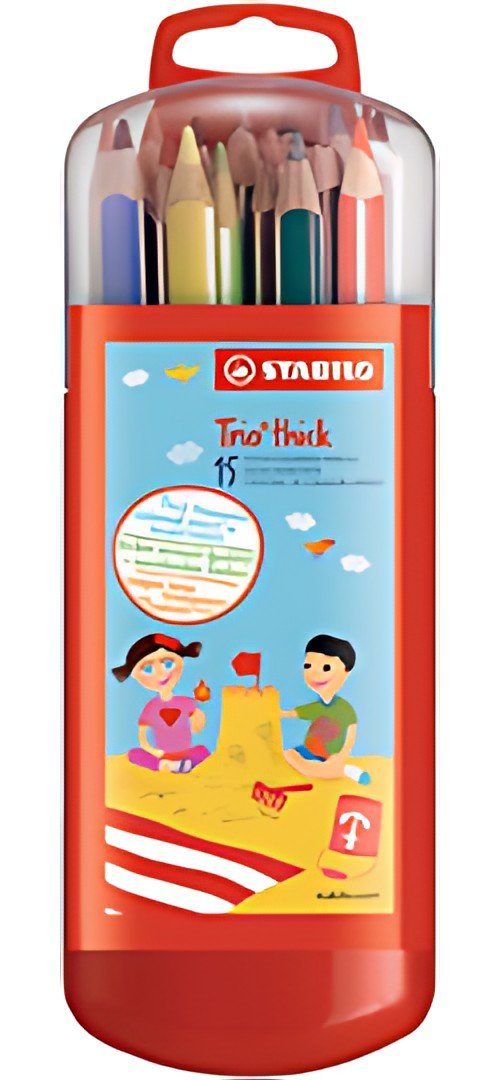 STABILO Crayon de couleur Trio long, étui malin de 15