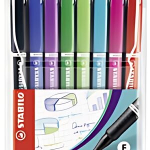 STABILO Feutre à pointe fine sensor F, étui plastique de 8