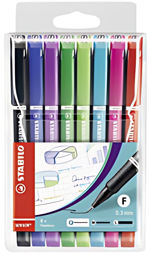 STABILO Feutre à pointe fine sensor F, étui plastique de 8