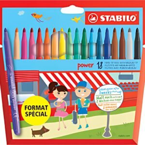 STABILO Feutre power, rond, étui en carton de 18