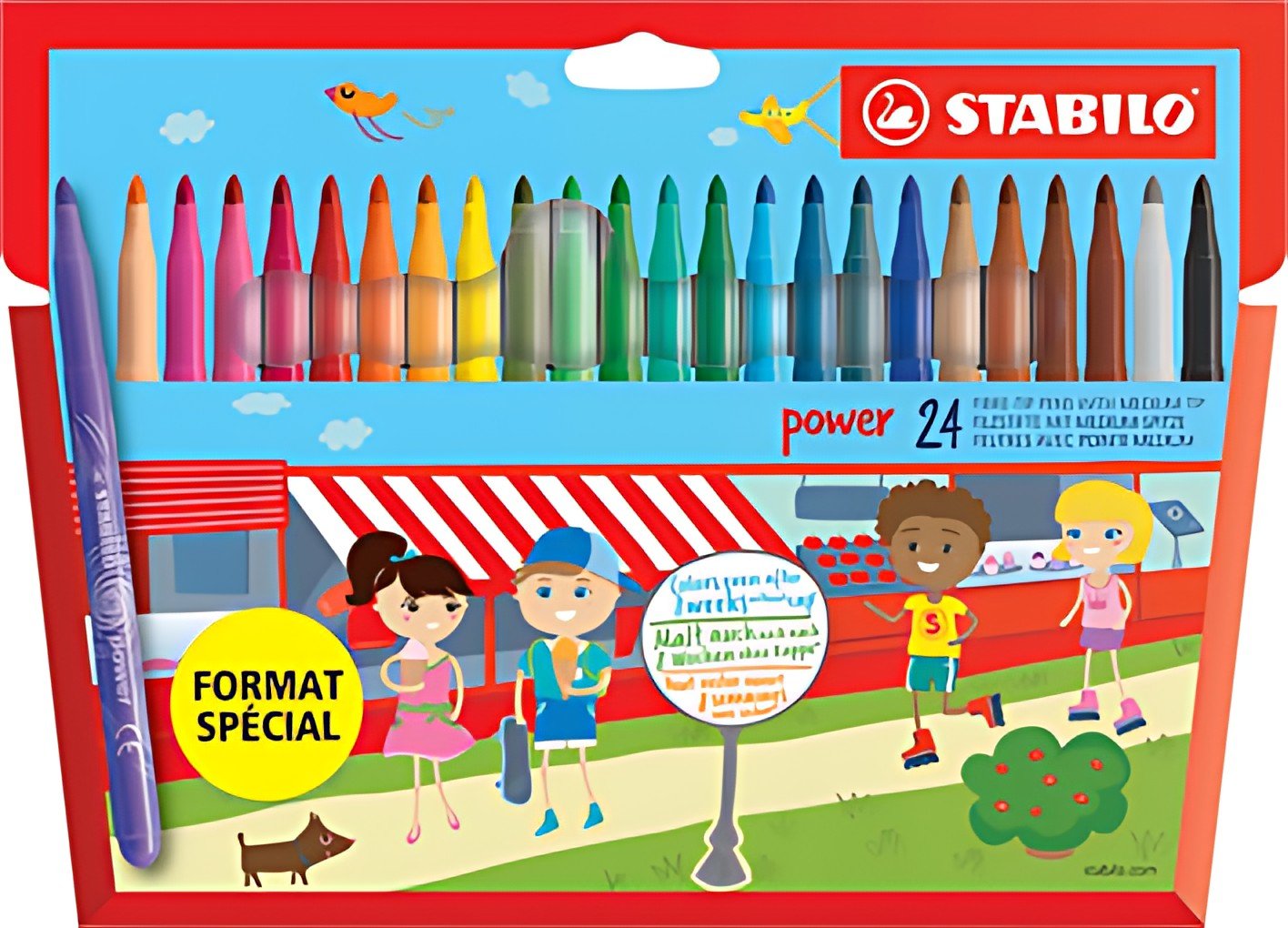 STABILO Feutre power, rond, étui en carton de 24