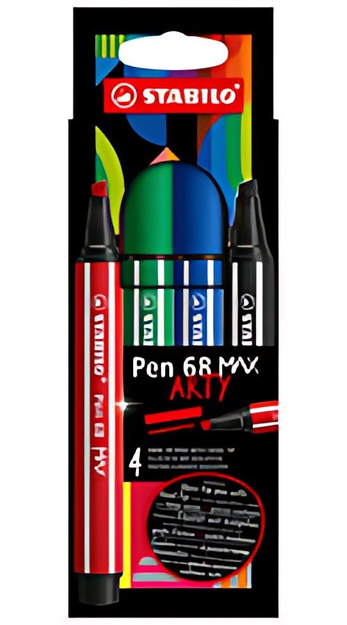 STABILO Feutre Pen 68 MAX, étui de 4 ARTY