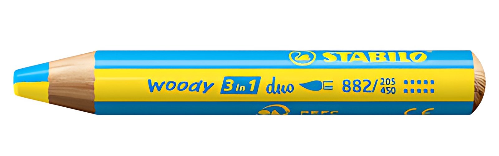 STABILO Crayon multi-talents woody 3en1 duo, jaune/bleu cyan