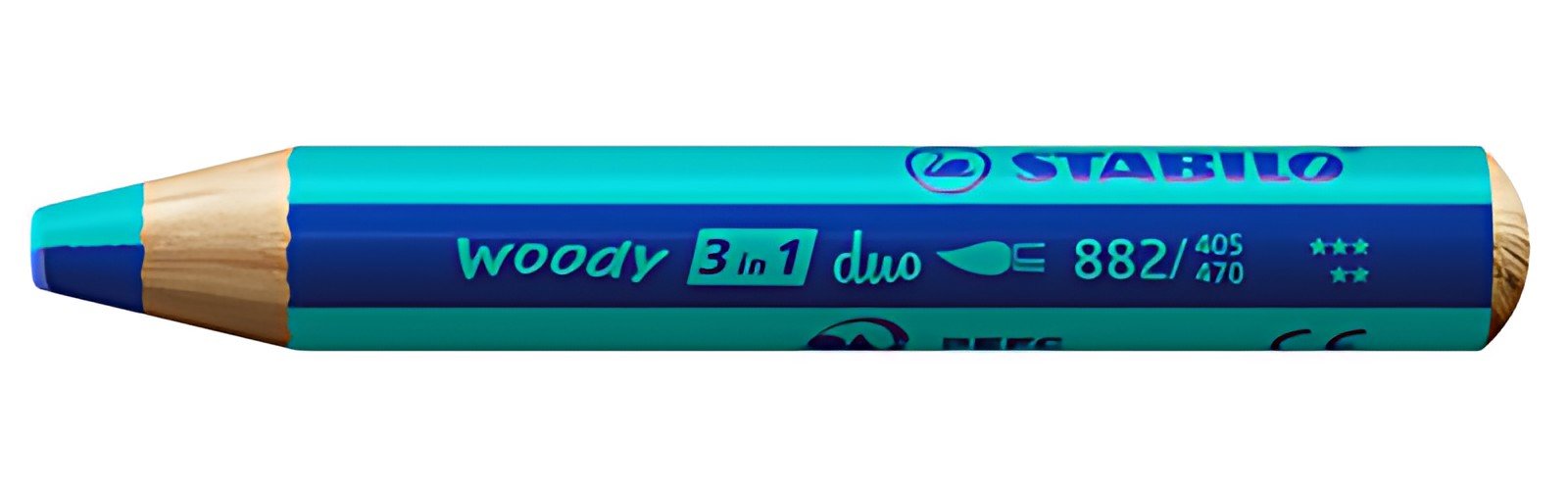 STABILO Crayon multi-talents woody 3en1 duo, bleu/turquoise