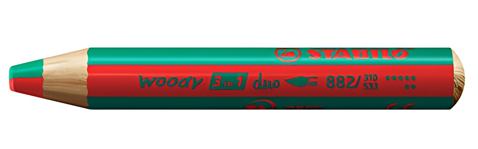 STABILO Crayon multi-talents woody 3en1 duo, rouge/vert