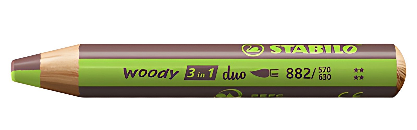 STABILO Crayon multi-talents woody 3en1 duo, vert clair/brun