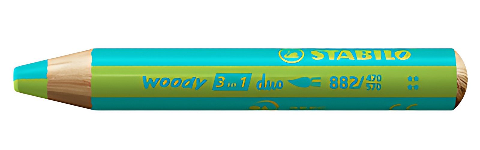 STABILO Crayon multi-talents woody 3en1 duo, turquoise/vert