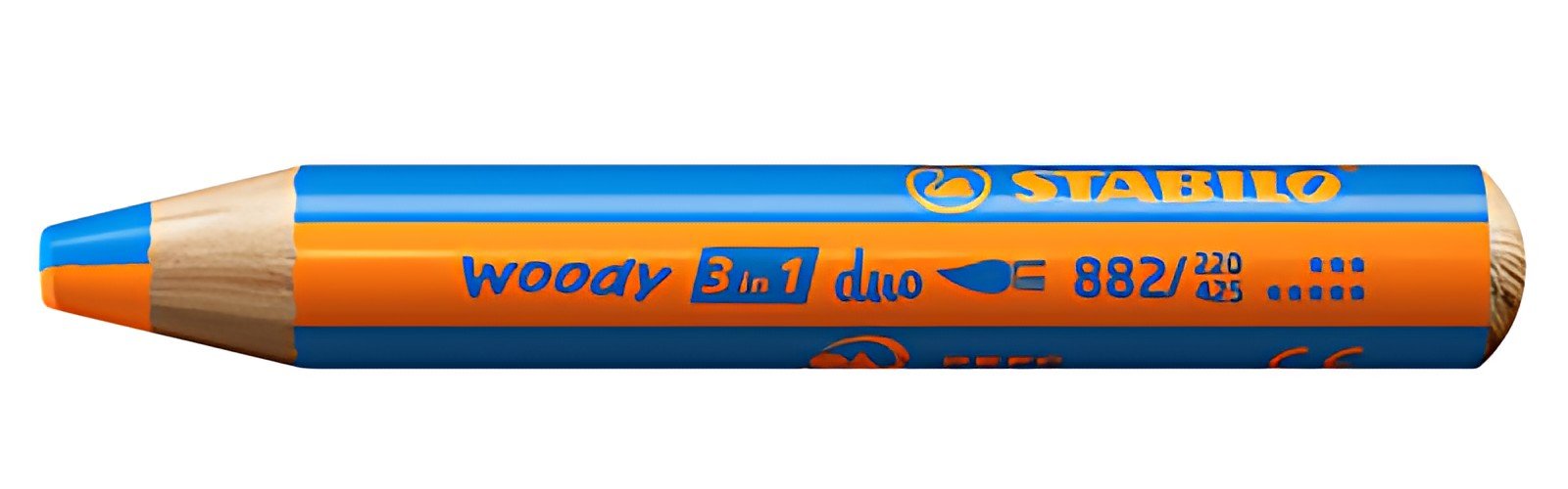 STABILO Crayon multi-talents woody 3en1 duo, orange/bleu