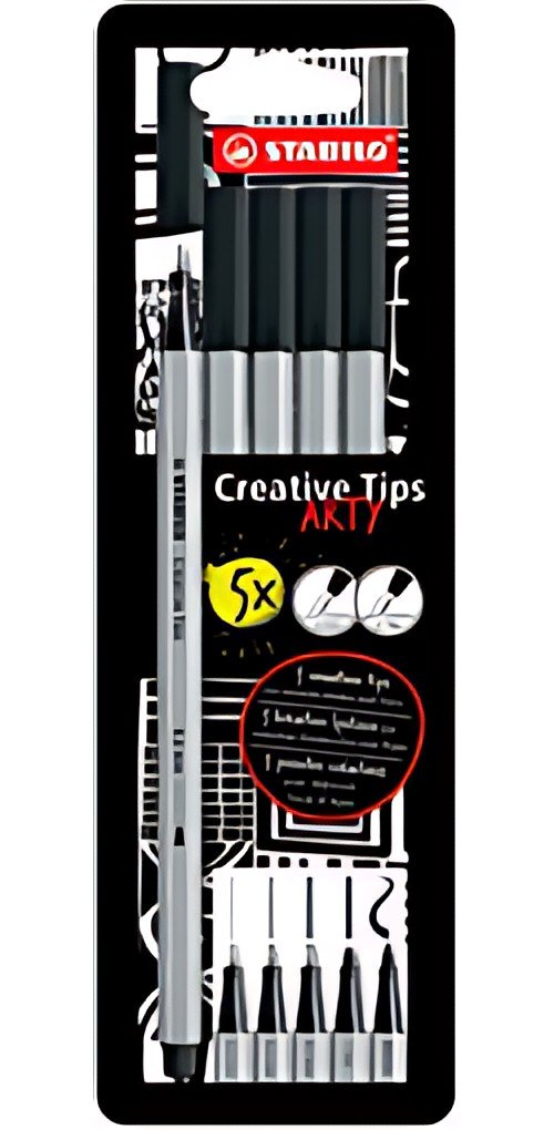 STABILO Kit Creative Tips ARTY BLACK, étui carton de 5