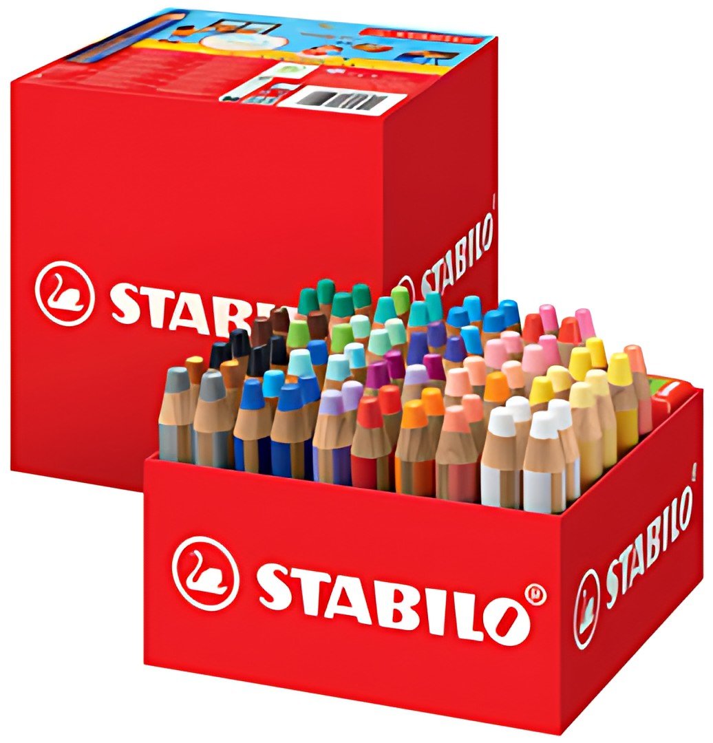 STABILO Crayon multitalent woody 3 en 1, pack écolier de 76