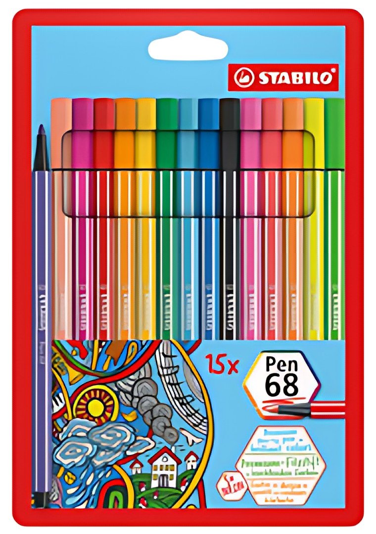 STABILO Feutre Pen 68, étui en carton de 15