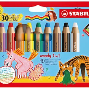STABILO Crayon multi-talents woody 3 en 1, étui de 10 30 ans