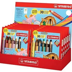 STABILO Crayon multi-talents woody 3 en 1, présentoir 30 ans