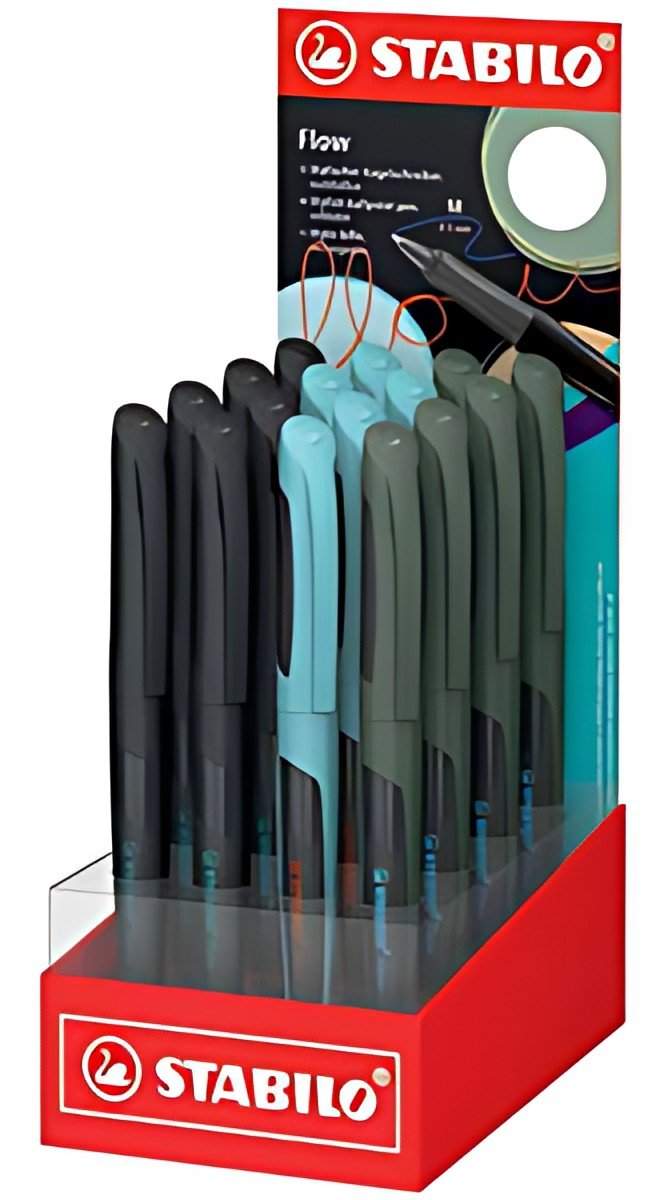STABILO Stylo à bille Flow, présentoir de 16