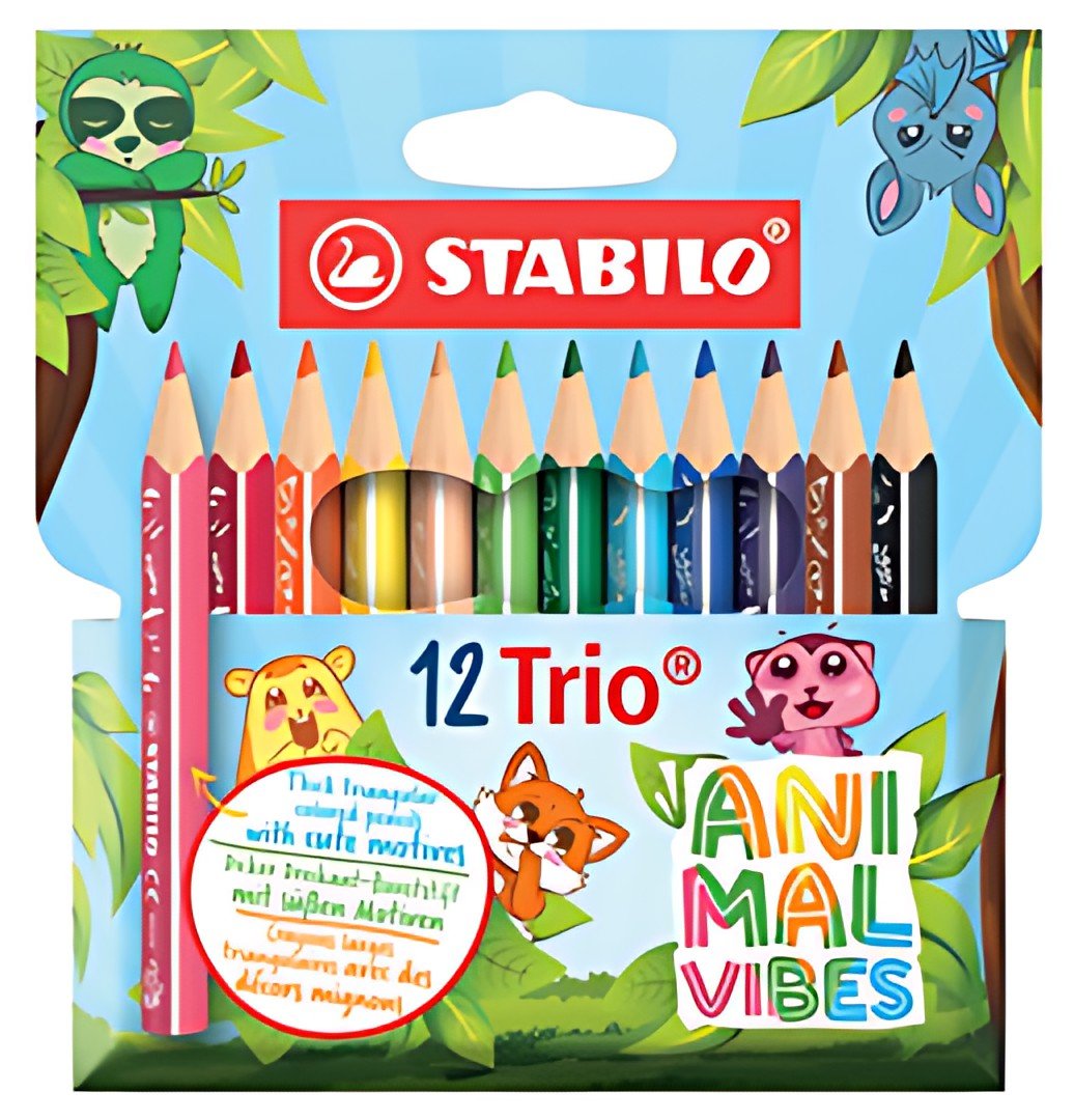 STABILO Crayon de couleur Trio Animal Vibes, étui de 12