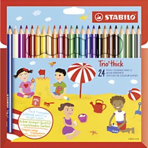 STABILO Crayon de couleur Trio long, corps large, étui de 24