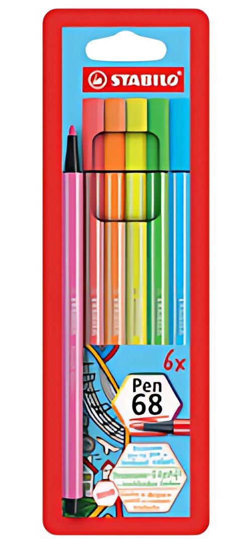 STABILO Feutre Pen 68, étui en carton de 6