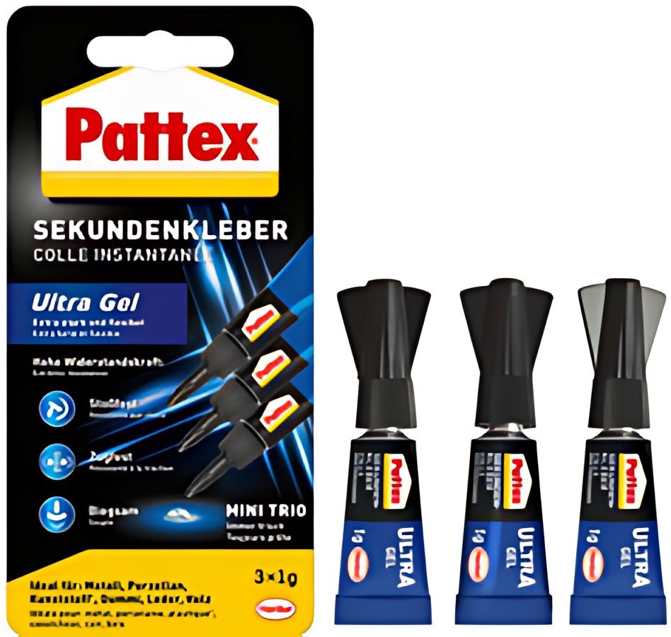 Pattex Colle instantanée Ultra Gel MINI Trio, 3 tube de 1 g