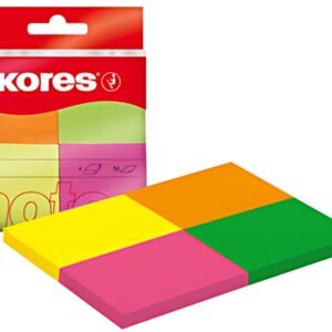 Kores Note adhésive "Multicolour", 40 x 50 mm, couleurs fluo