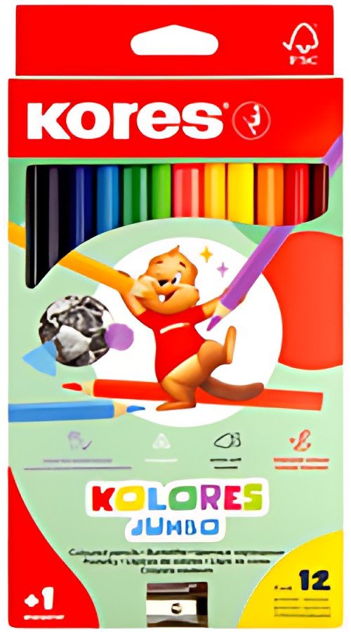Kores Crayon de couleur "Kolores JUMBO", étui carton de 12