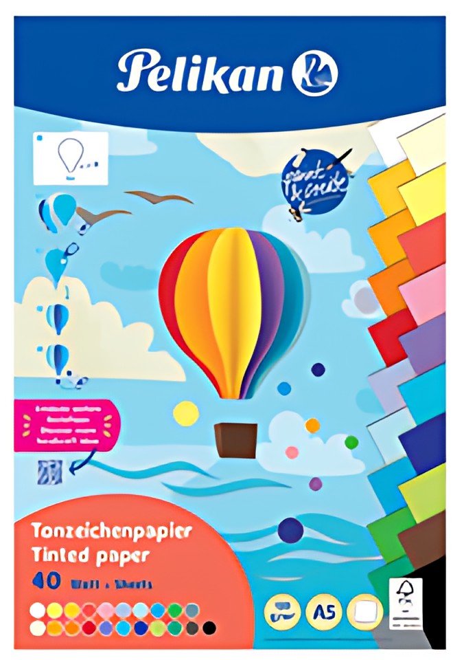 Pelikan Bloc de papier de couleur, A5, 40 feuilles, assorti
