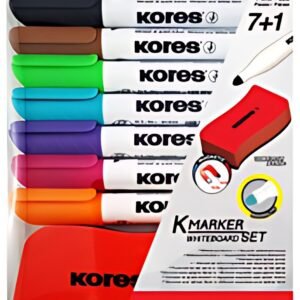 Kores Kit de marqueurs pour tableau blanc, 7 marqueurs +