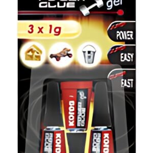 Kores colle instantanée "PowerGlue" en gel, 3 tubes de 1 g,