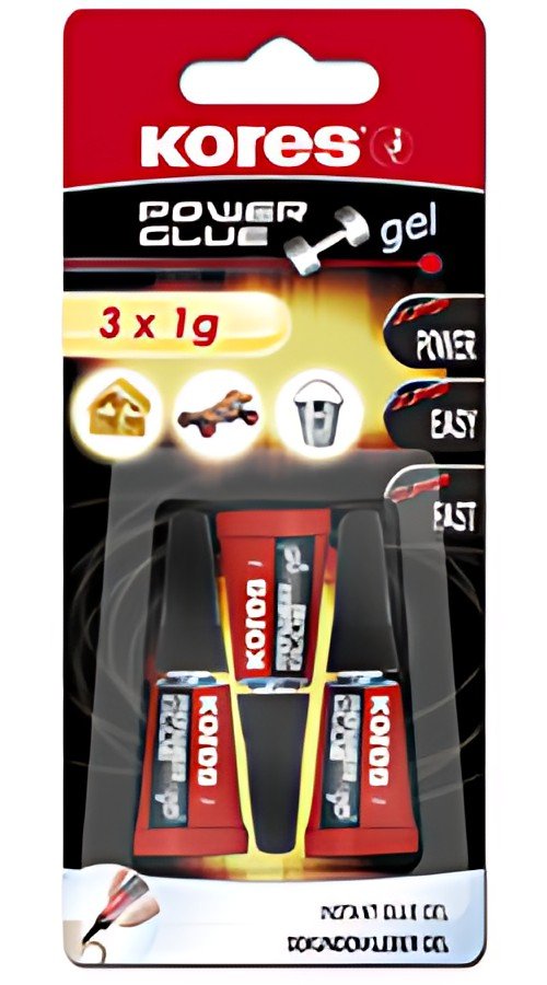 Kores colle instantanée "PowerGlue" en gel, 3 tubes de 1 g,
