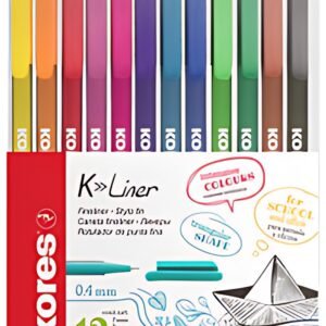 Kores Feutre Fineliner "K-Liner", tracé: 0,4 mm, étui de 12