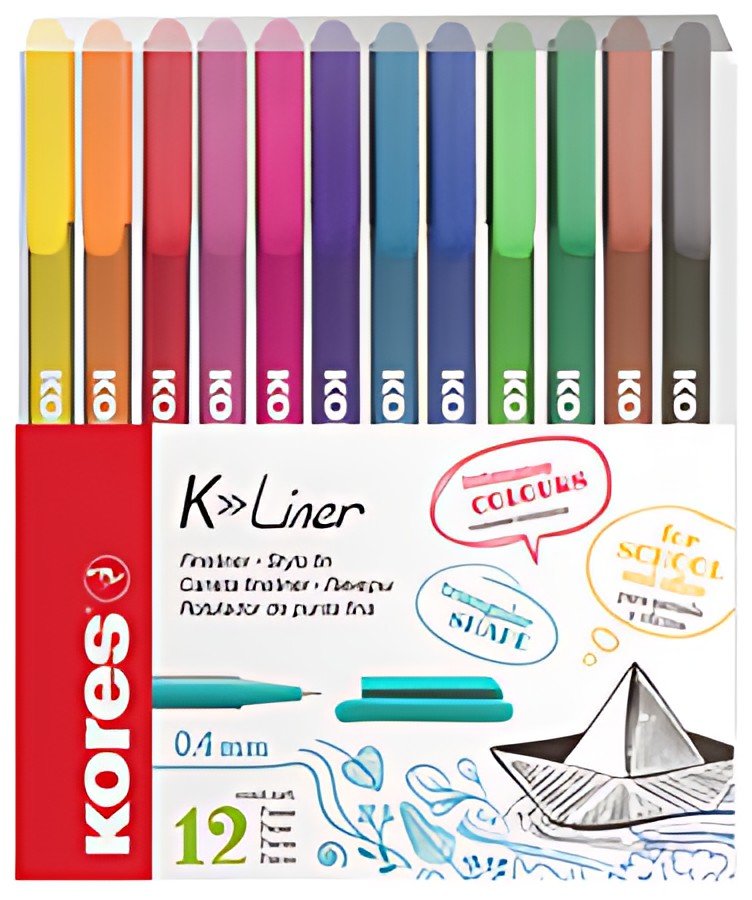 Kores Feutre Fineliner "K-Liner", tracé: 0,4 mm, étui de 12
