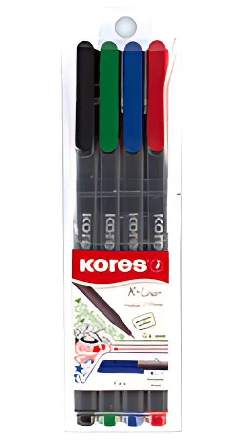 Kores Feutre fineliner "K-Liner", tracé: 0,4 mm, étui de 4