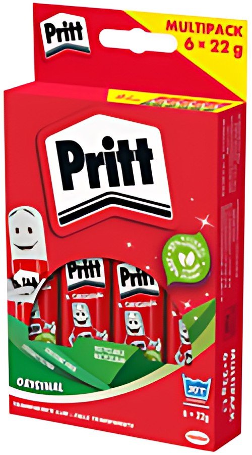 Pritt Bâton de colle 6 x 22 g, en multipack, sans solvant