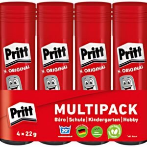 Pritt Bâton de colle 4 x 22 g, pack économique, sans solvant