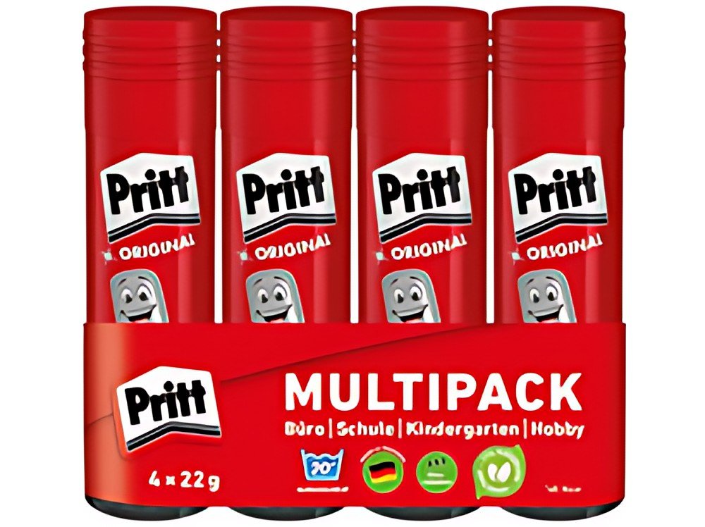 Pritt Bâton de colle 4 x 22 g, pack économique, sans solvant