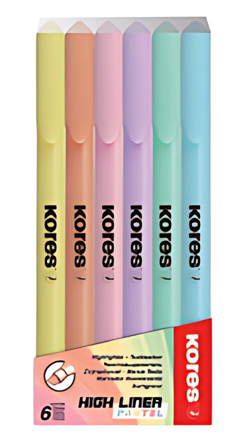 Kores Surligneur "High Liner Pastel", étui de 6