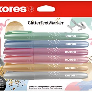Kores Surligneur "Glitter", en forme de stylo, set de 6