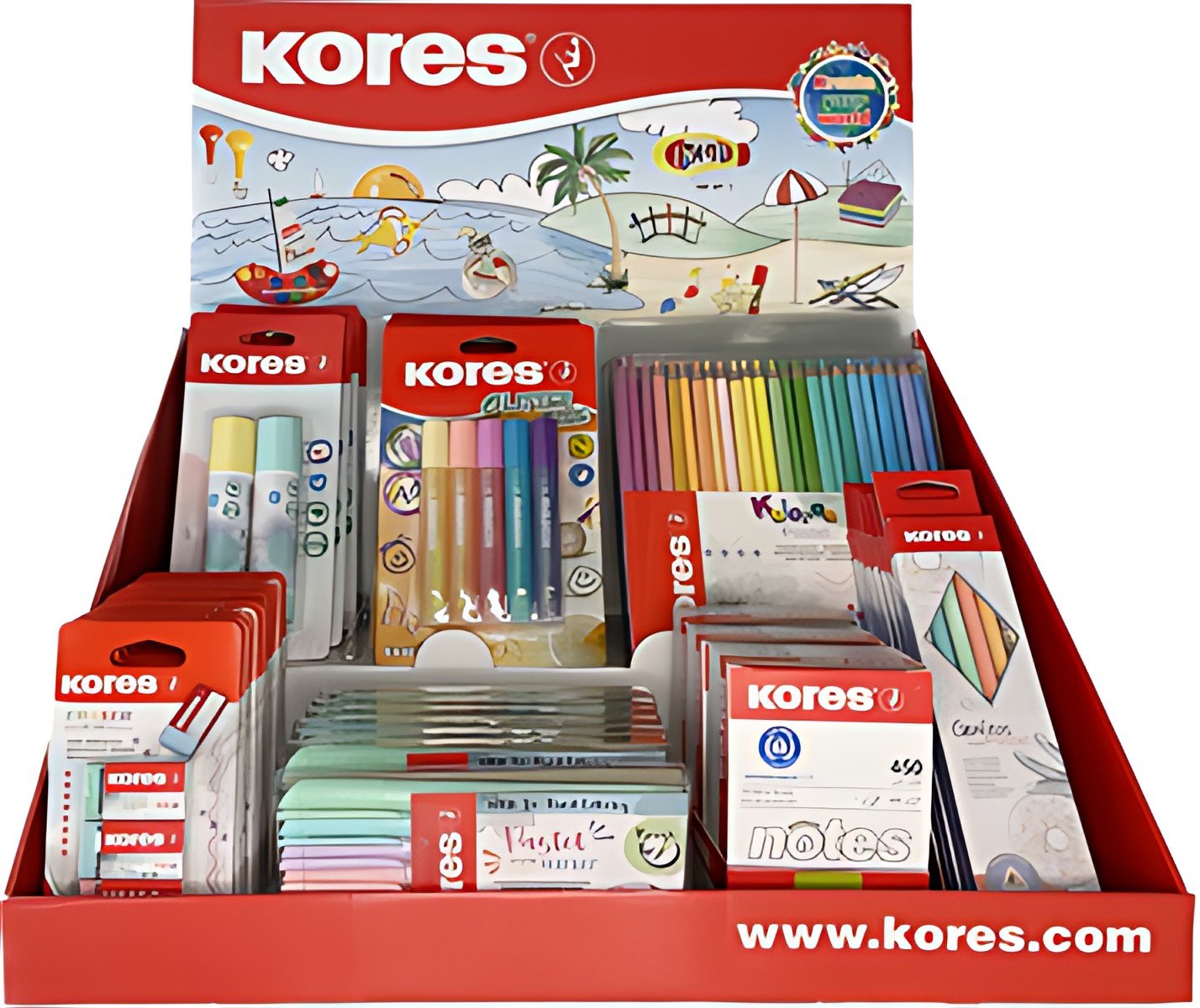 Kores Présentoir de comptoir série pastel, présentoir carton