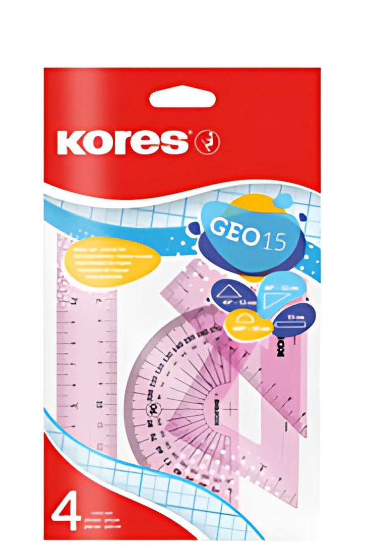Kores Kit de géometrie GEO15, 4 pièces, assorti