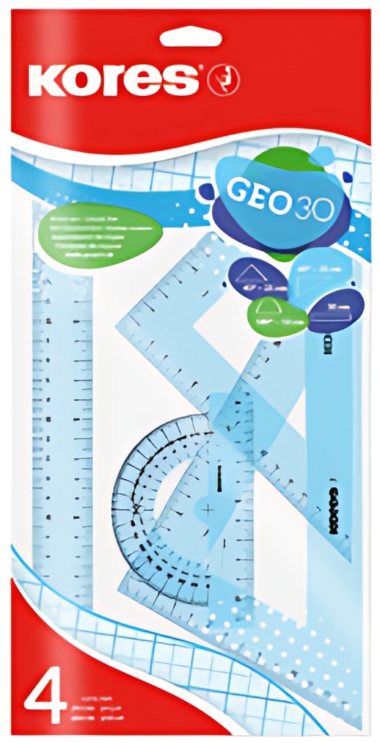 Kores Kit de géometrie GEO15, 4 pièces, assorti