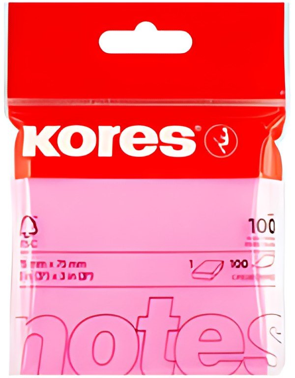 Kores Note adhésive "NEON", 75 x 75 mm, uni, rose fluo