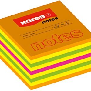 Kores Bloc-note cube, 75 x 75 mm, couleurs fluo, 5 couleurs