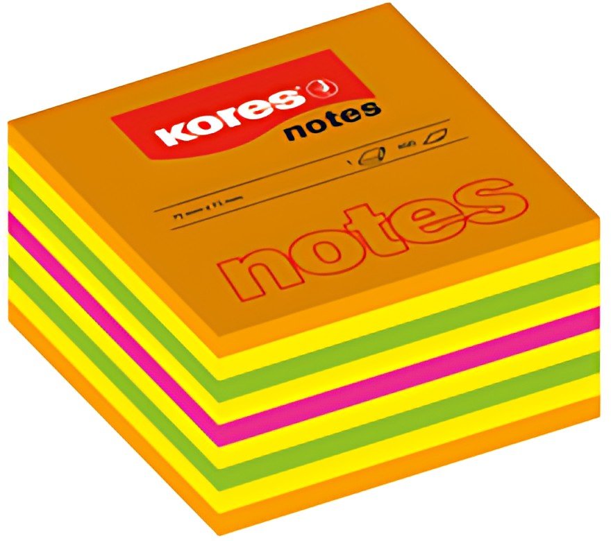 Kores Bloc-note cube, 75 x 75 mm, couleurs fluo, 5 couleurs
