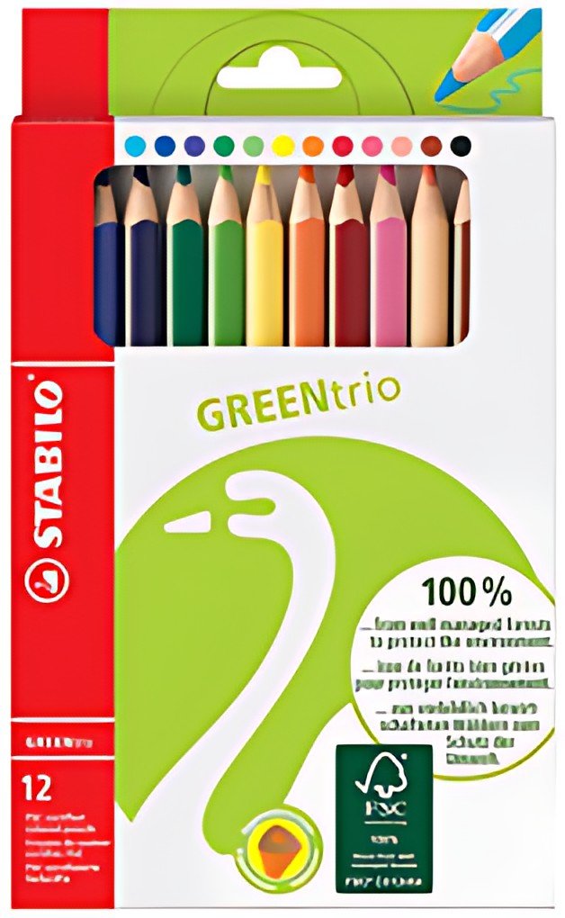 STABILO Crayon de couleur GREENtrio, épais, étui en carton