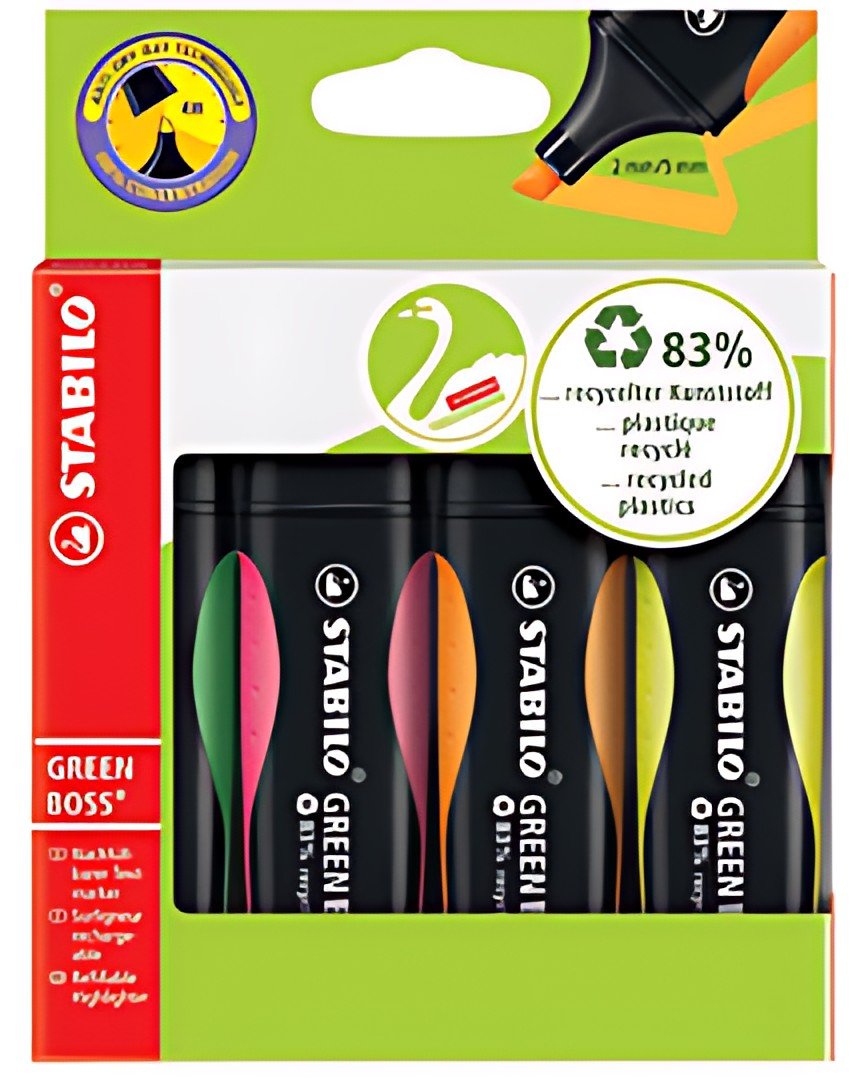 STABILO Surligneur GREEN BOSS, étui en carton de 4