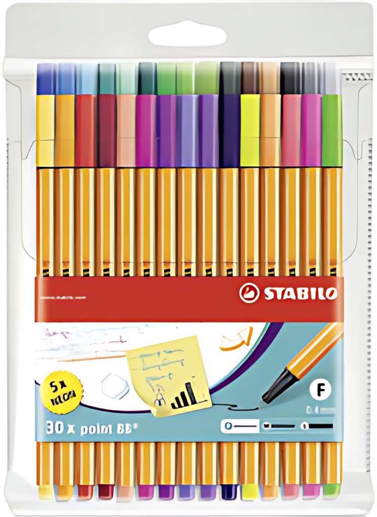 STABILO Feutre à pointe fine point 88, étui plastique de 30