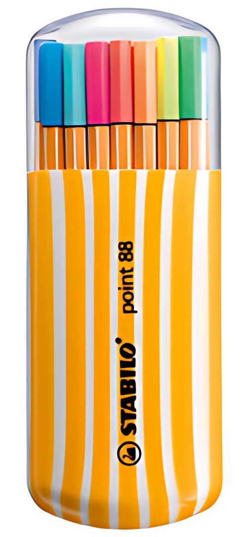 STABILO Feutre à pointe fine point 88, étui rayé fluo de 20