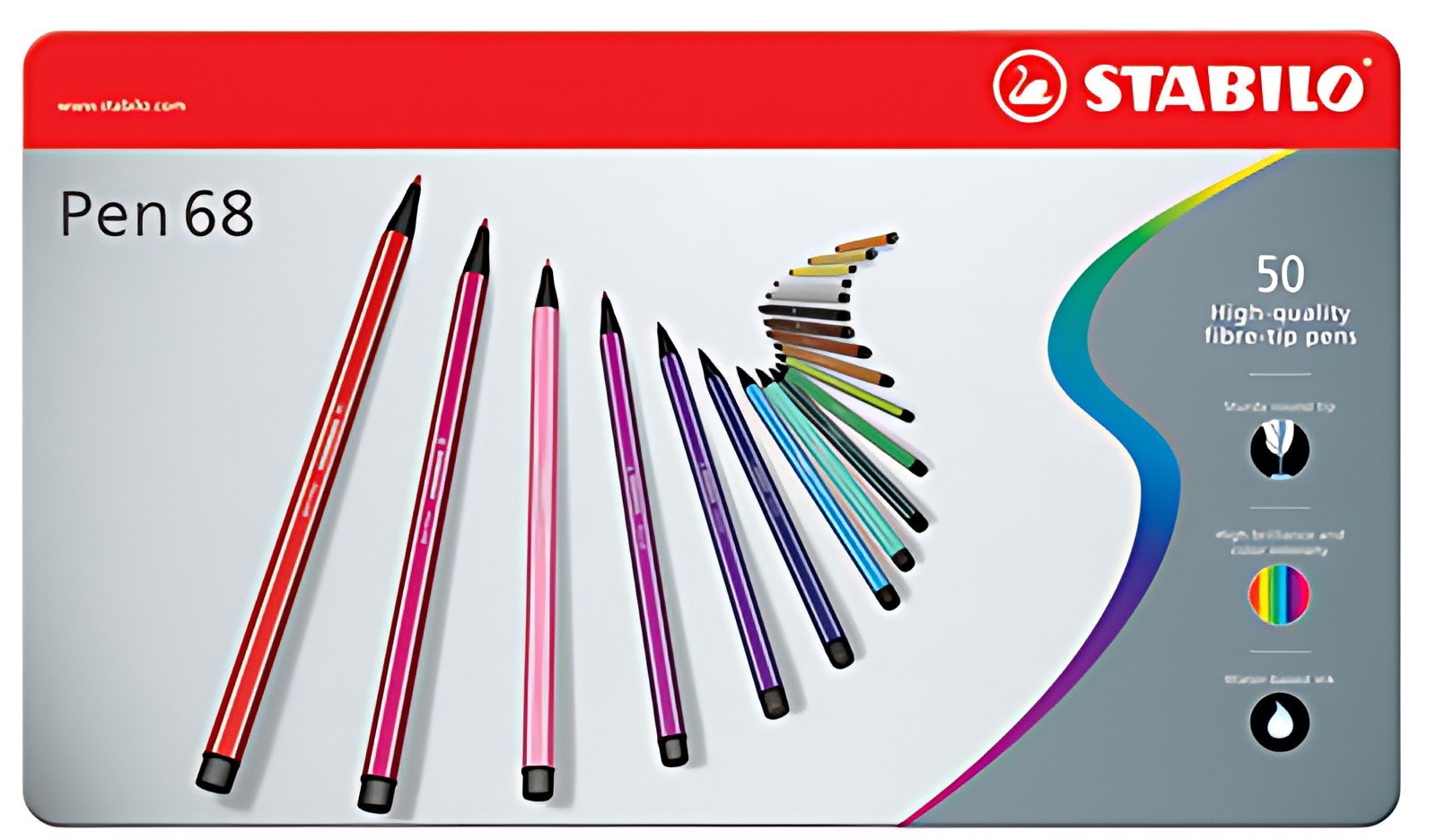STABILO Feutre Pen 68, étui métallique de 50