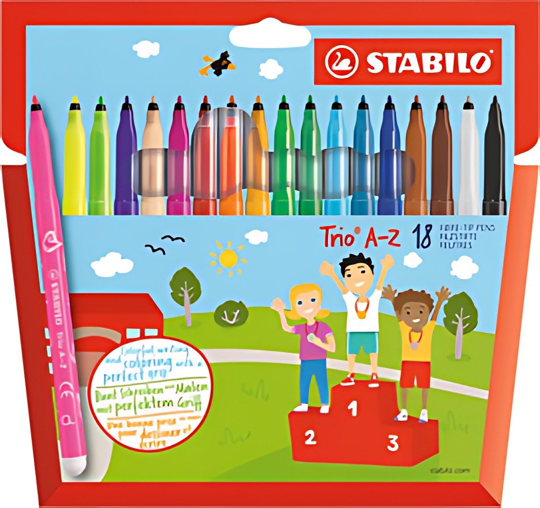 STABILO Feutre Trio A-Z, étui en carton de 18