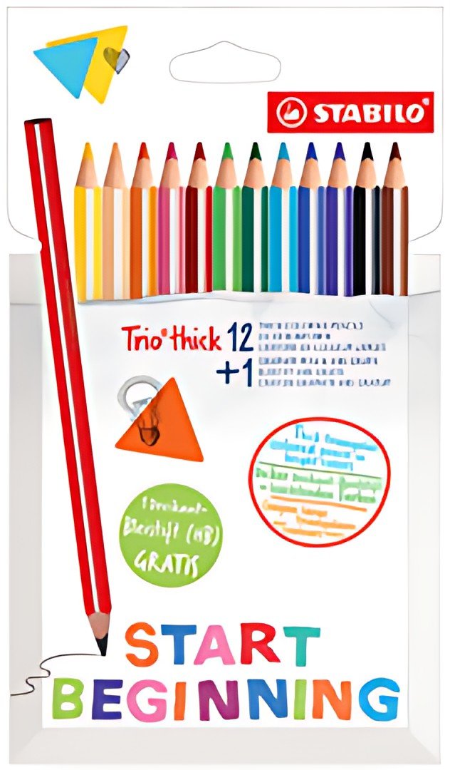 STABILO Crayon de couleur triangulaire épais TRIO, étui