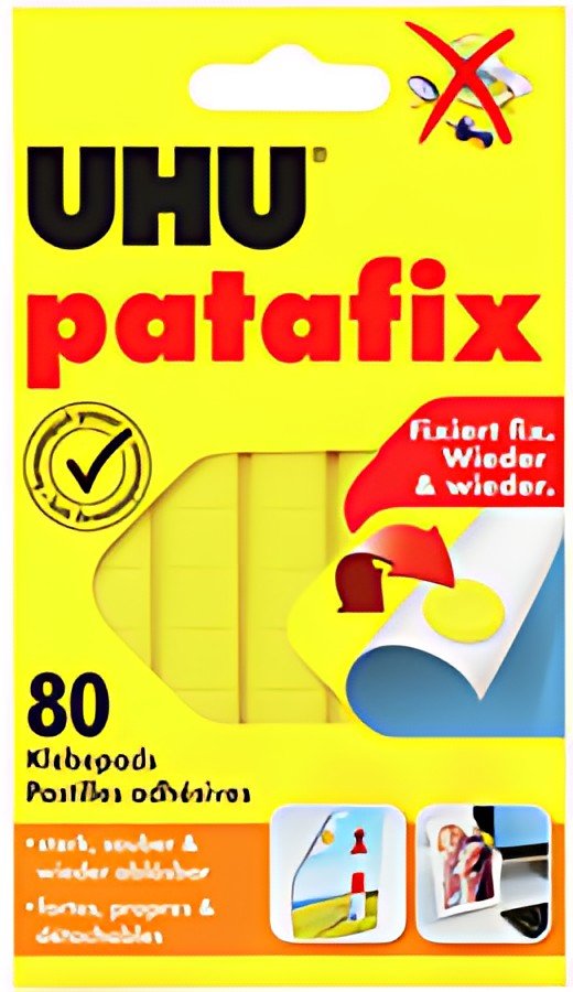 UHU Pâtes adhésives patafix, repositionnable, jaune